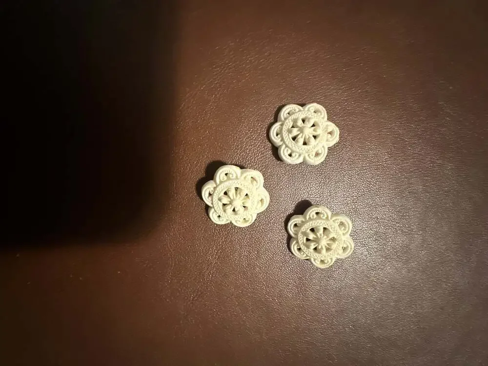 Set of 3 Vintage Off-White Pierced Plastic Shank Flower Buttons